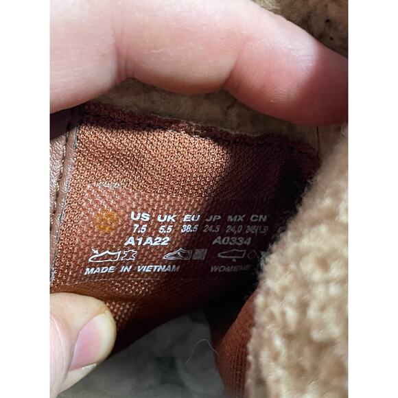 Timberland Ortholite Faux Shearling Leather Heeled Boots Womens Size 7.5 Brown - Picture 8 of 14